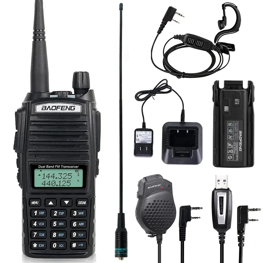 

BaoFeng UV-82 Walkie Talkies Long Range Portable Ham Radio With Earpiece Dual PTT Two-way Radio VHF/UHF 136-174MHz & 400-520MHz