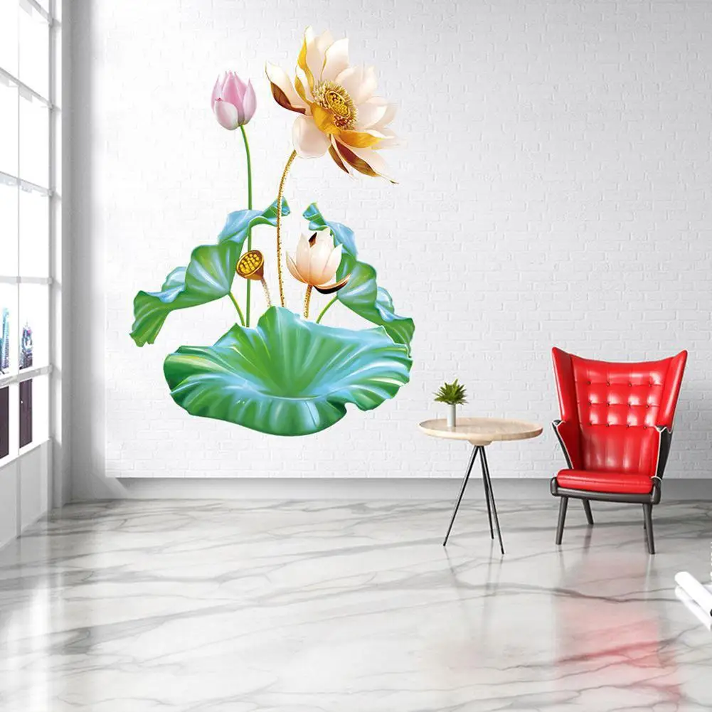 

2pcs Lotus Flower Wall Stickers Waterproof Wall Decal Wallpaper For Living Room Bedroom Decoration