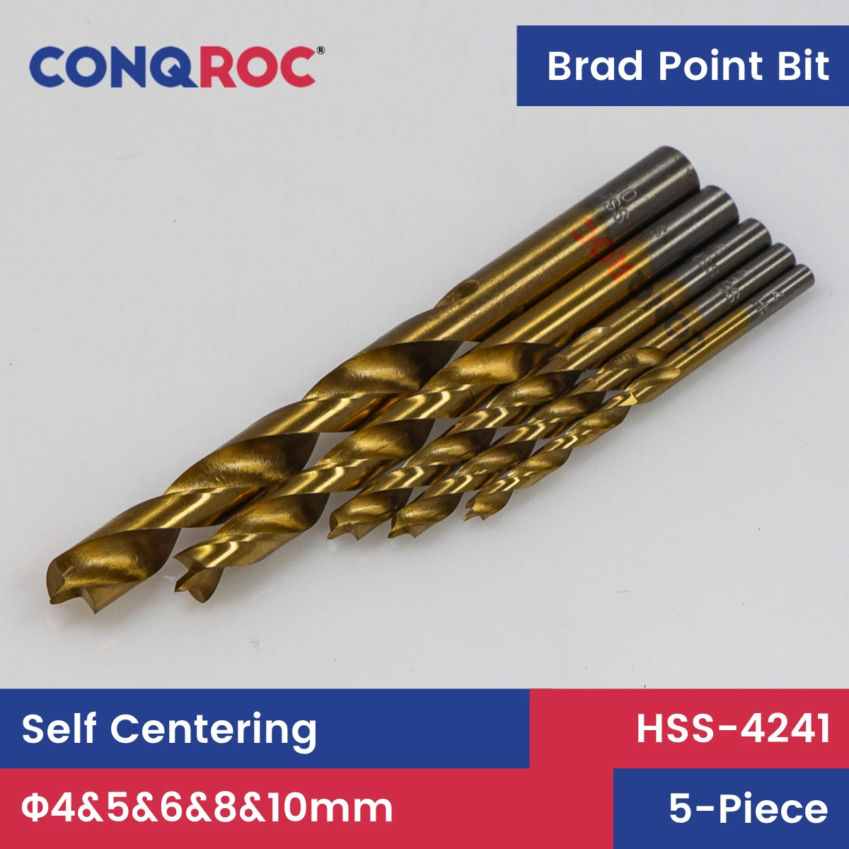 Набор сверл Brad Point из 5 предметов HSS-4241 самоцентрирующийся диаметр-4 6 8 10 мм