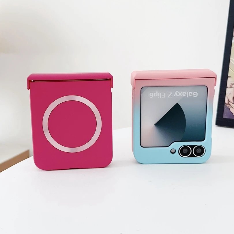 Магнитный чехол с градиентом для Magsafe Samsung Galaxy Z Flip 6 5 4 3 двухцветный матовый