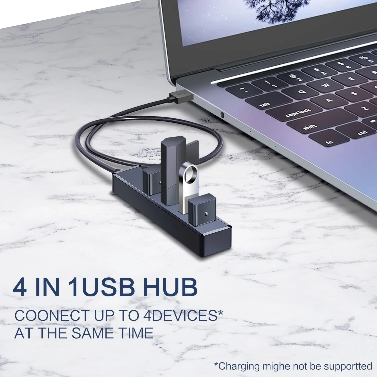 Фото 10 шт. качественный 4-портовый концентратор USB 3.0 с удлинительным кабелем длиной 1 фута, ультратонкий адаптер для MacBook Mac Pro Mac Mini IMac Surface Pro №2