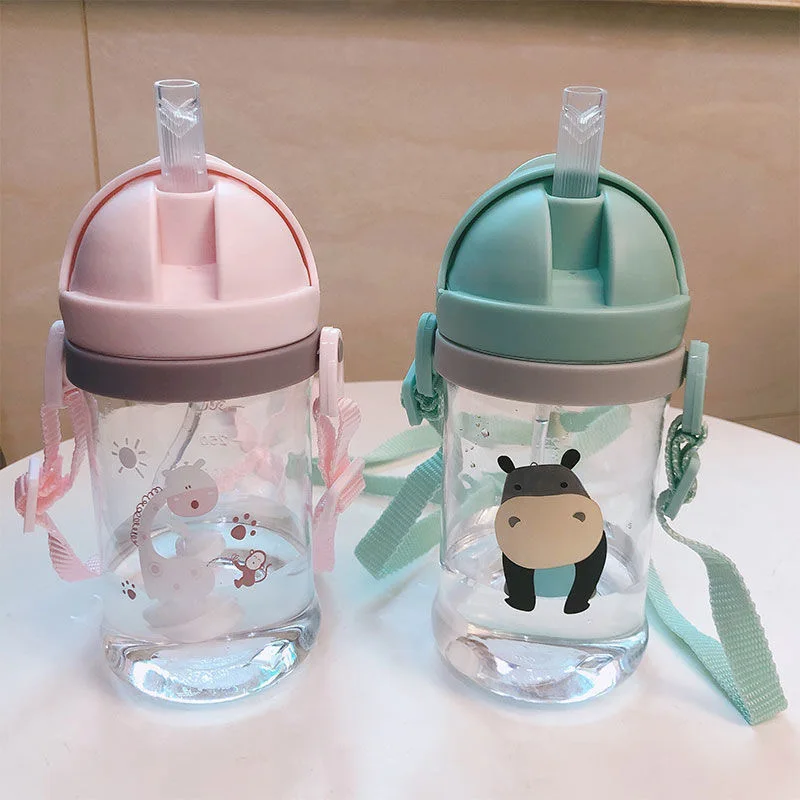 Gravity Ball Straw Baby Cup With Shoulder Strap Water Bottle