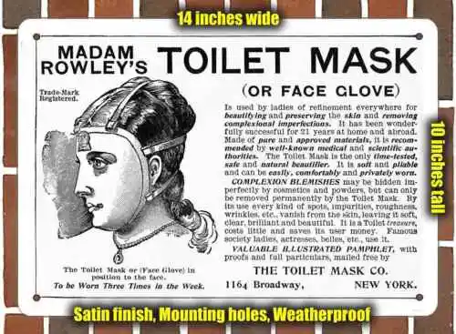 Металлический знак-1900 Туалетная маска мамы Rowley-10x14 дюймов