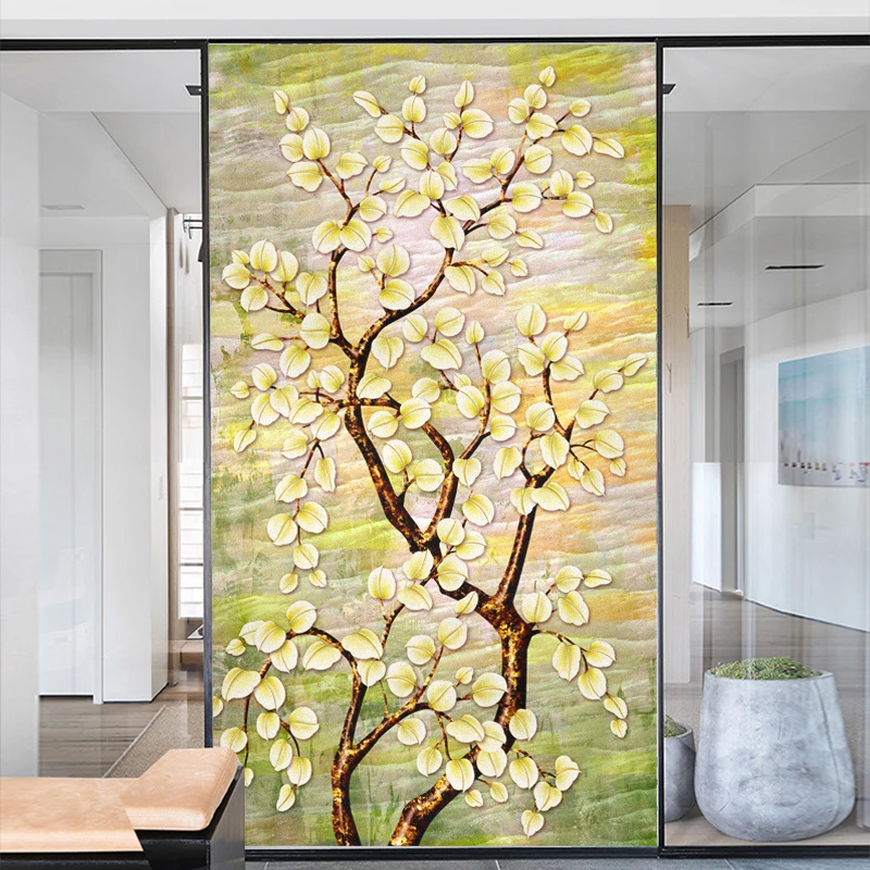 

Window Film Privacy Frosted Glass Sticker Heat Insulation and Sunscreen Tree Decoration Adhesive sticker for Home