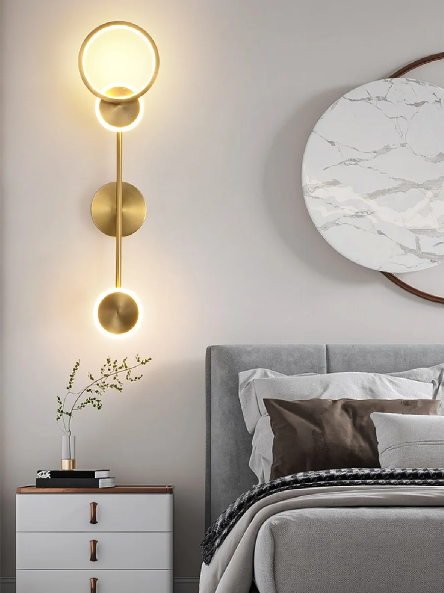

Минималистичная светодиодная настенная лампа в скандинавском стиле, роскошный вращающийся кольцевой светильник для коридора, гостиной, задний фон для спальни, декоративные прикроватные лампы для стен