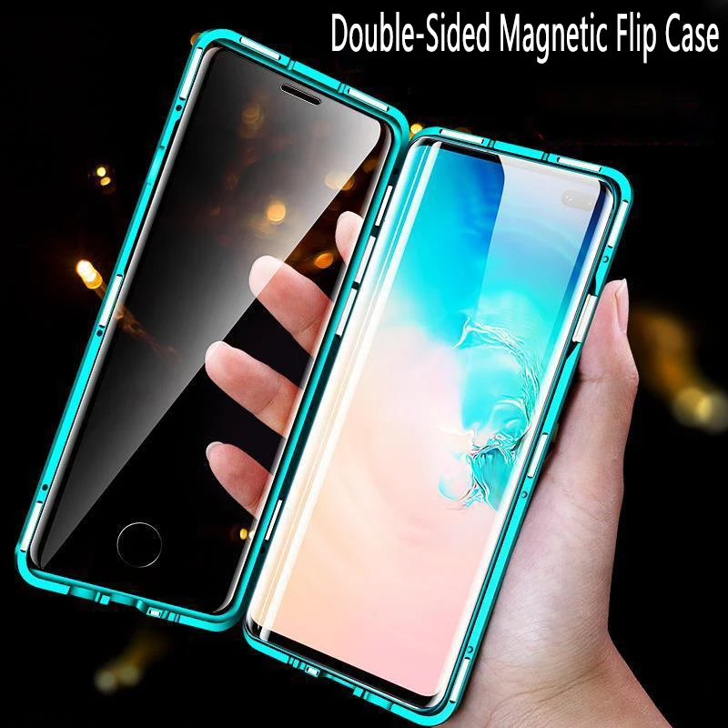 

360 Double Sided Magnetic Metal Case For Samsung Galaxy S21 Ultra Plus A22 A32 A52 A72 A02S A51 A71 A21S A30 A50 A70 Glass cover