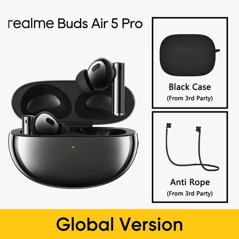 Глобальная версия realme Buds Air 5 Pro Bluetooth-наушники 50 дБ с активным шумоподавлением LDAC Bluetooth 5,3 беспроводная гарнитура