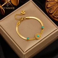 xiyanike 316l stainless steel bracelets women gold color dark green enamel decoration women bracelet high quality lady jewelry