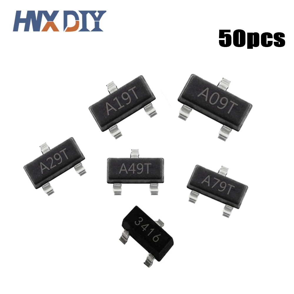 

50pcs AO3407 SOT23-3 AO3400 AO3401 AO3402 AO3404 AO3406 A09T A19T A29T A69T MOSFET A79T AO3413 AO3415 AO3415A AO3416 SOT-23