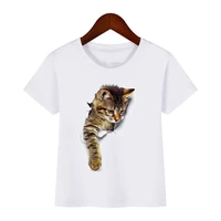 childrens funny 3d cat t shirt boy girl animal short sleeved round neck summer cute tshirts quality white casual tee tops