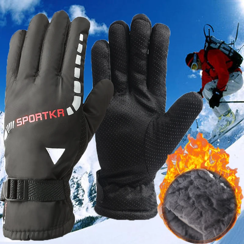 

Winter Cycling Gloves Men Winter Polar Fleece Non Slip Driving Mitten Plus Velvet Waterproof Thick Warm Sport Cycling Glove