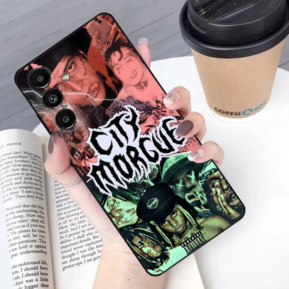 City M-Morgue music group Phone Case For Samsung S 25 24 21 22 23 30 20 Ultra Plus Fe Lite Note 10 9 5G Black Soft Shell