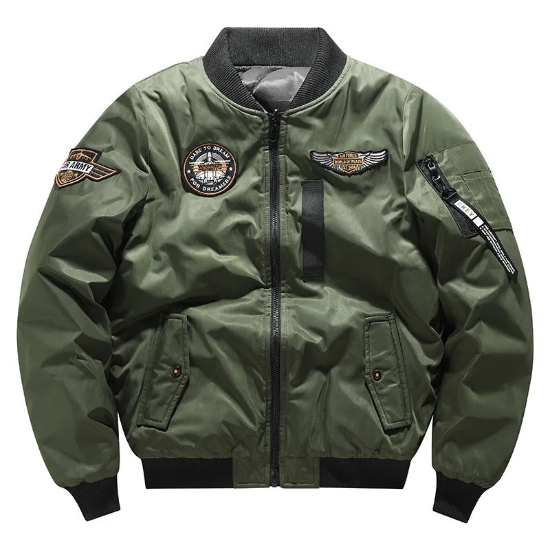 Men's Fashion Double-sided Wear Plus Size Thick Baseball Uniform Men's Air Force MA1 Pilot Tide Brand Warm Jacket  Winter Coat