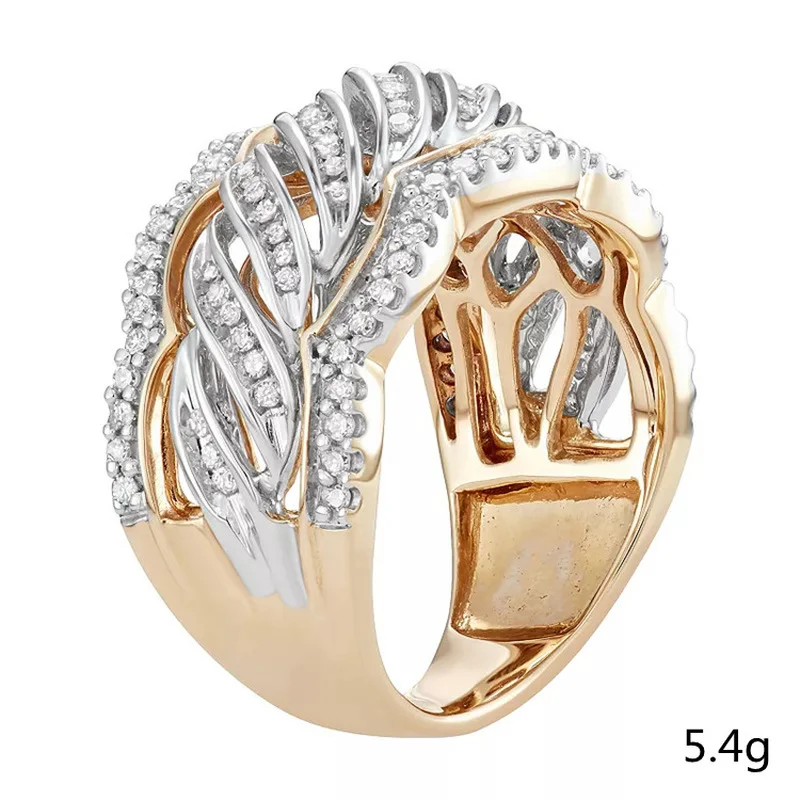 

Milangirl Fashion Hollow Wave Branches Ring for Women Gold Color Inlaid Zircon Crystal Wedding Engagement Luxury Jewelry