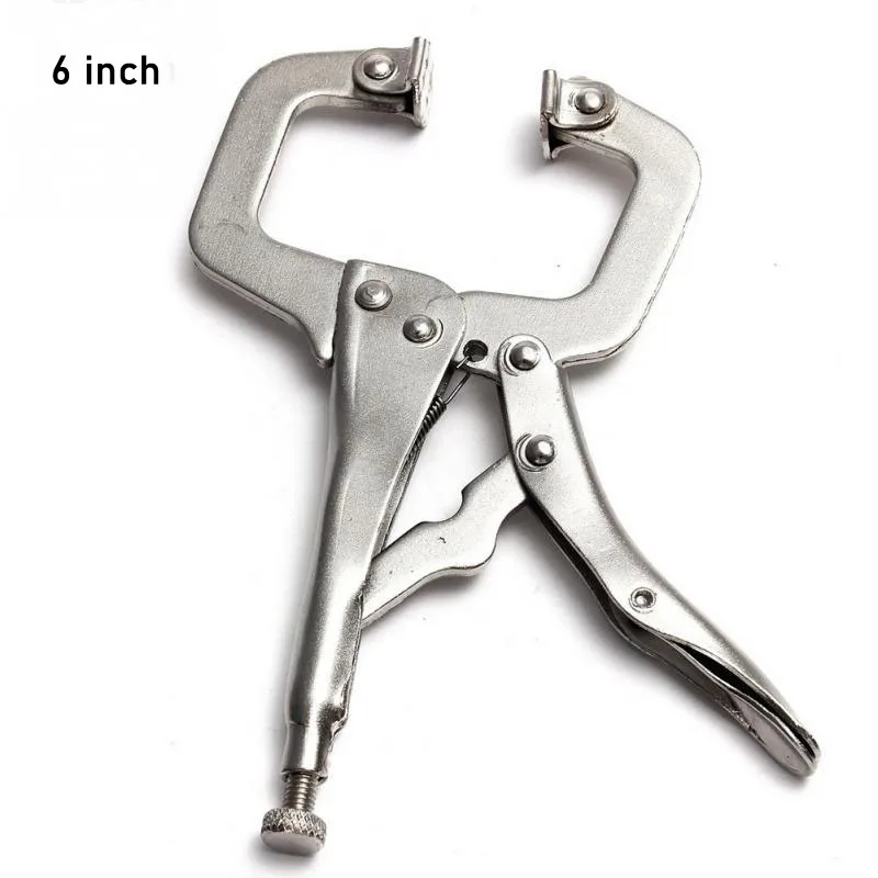 

6" C Clamp weld Clip Woodwork Tenon Locator Grip Vise Lock Jaw Swivel Pad Wood Fix Plier Pincer Tong Work Alloy Steel Hand tool