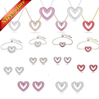 original swa 2022 una collection fashion jewelry set crystal heart charm women earring necklace bracelet romantic gift