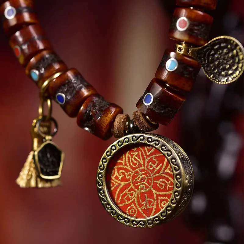 Дуобао инкрустированная костью яка одинарная обертка шесть слов прислов