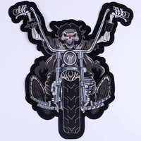 3329cm punk skull motorcycle patches for clothing vintage applique stickers trendy rider iron on embroidered patch on clothes