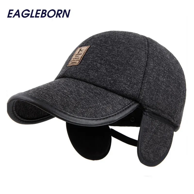 

2022 Winter Hats Men Baseball Cap Elastic Outdoor Sport Adults Dad Hat Special Caps with Earflaps Casquette Cotton Golf Logo