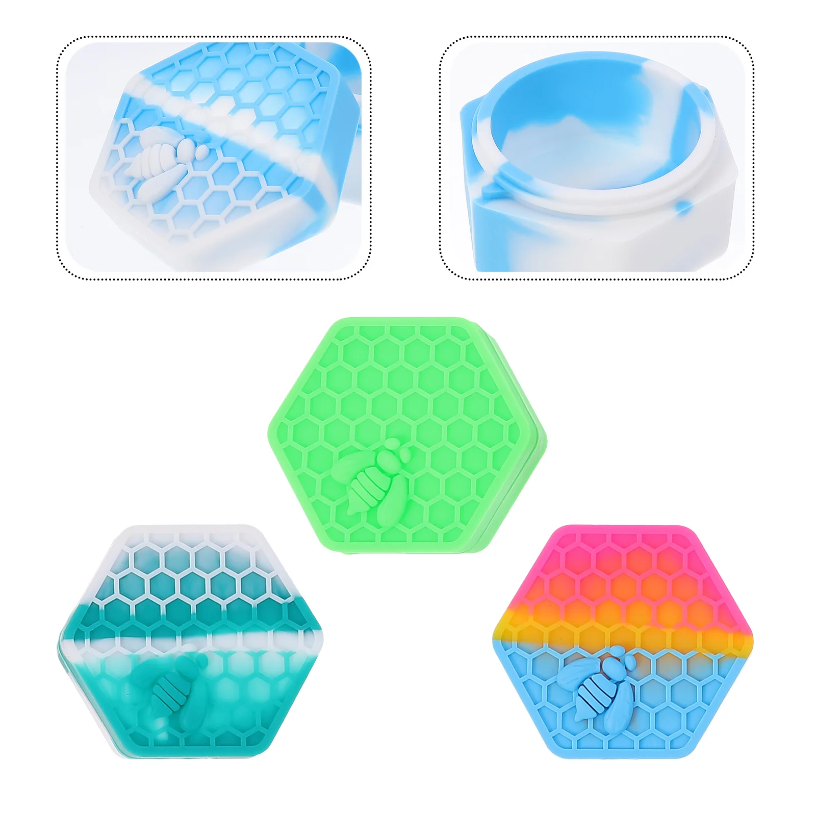 

Silicone Containers Wax Collector Container Dabs Box Kit Jars Oil Pipe Hexagonal Storage Jar Non Stick Mini Silcone Honeybee
