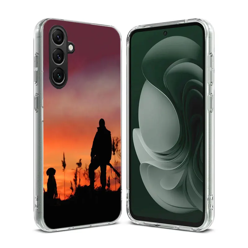 Прозрачный телефон Hunter Man Fishing Dog для Samsung Galaxy A55 A35 A25 A15 A05S A04S A14 A24 A34 A54 A03S A13 A23 A33 A53 A73
