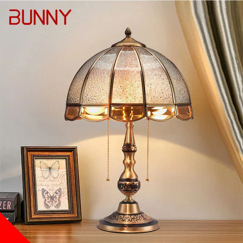 

BUNNY Contemporary Brass Table Lamp LED Retro Creative Luxury Glass Copper Desk Light For Home Living Room Study Bedroom