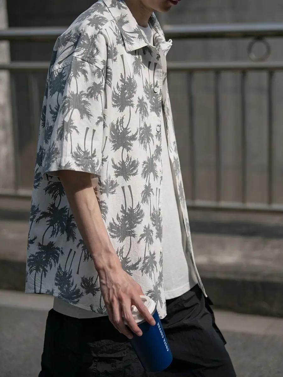 Новинка лета 2024 свободная рубашка мужская повседневная в гонконгском стиле с