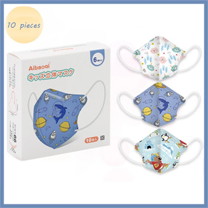 

10PCS Face Mask Children3D Disposable Kids Cartoon Cute Virus Mouth Mask Protection Printed 4-layer Mascarillas Kawaii