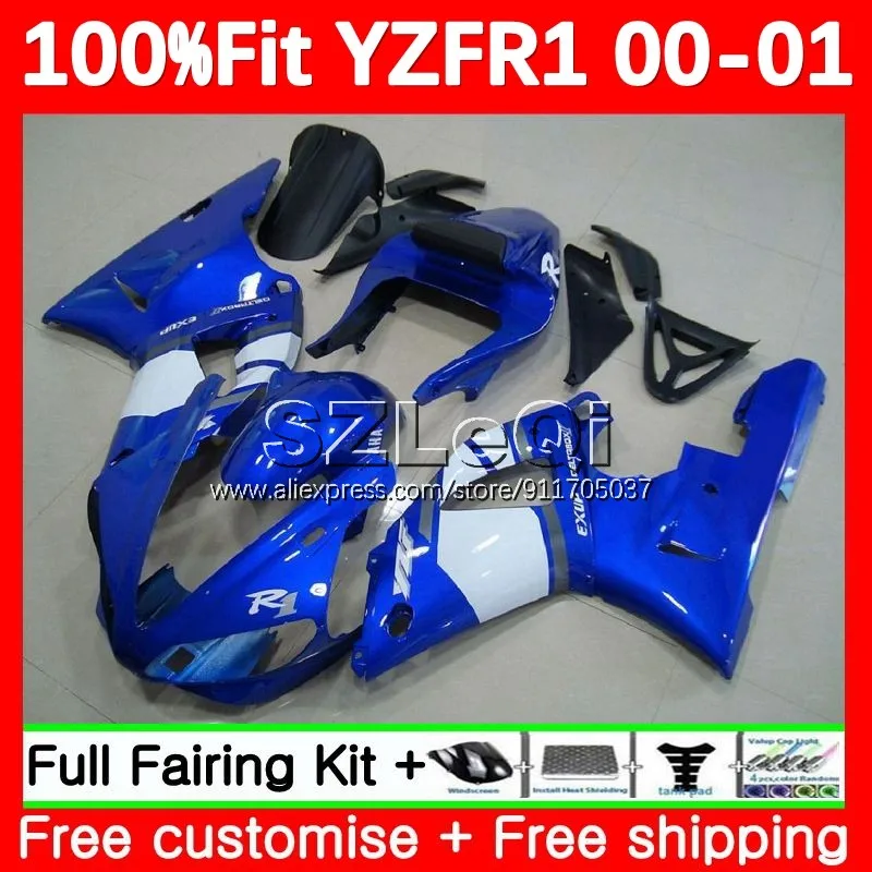 

Glossy Blue Injection Body For YAMAHA YZF R1 YZF-R1 YZF R 1 1000 CC YZF-1000 YZFR1 00 01 YZF1000 2000 2001 OEM Fairing 129LQ.0