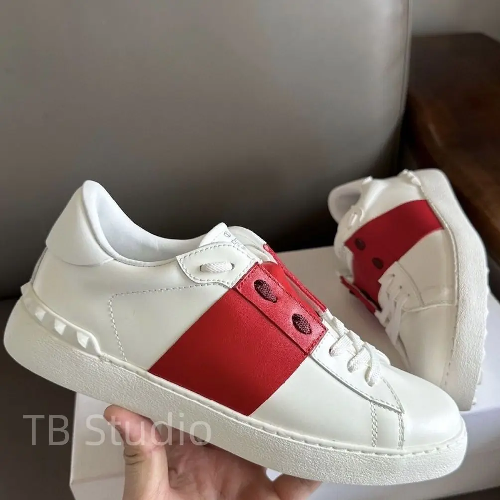 

Men Casual Sneakers Luxury Design V Brand Flat Leather Shoes Lace-up White Shoes Men's Tennis Sneakers Fashion patchwork Shoes