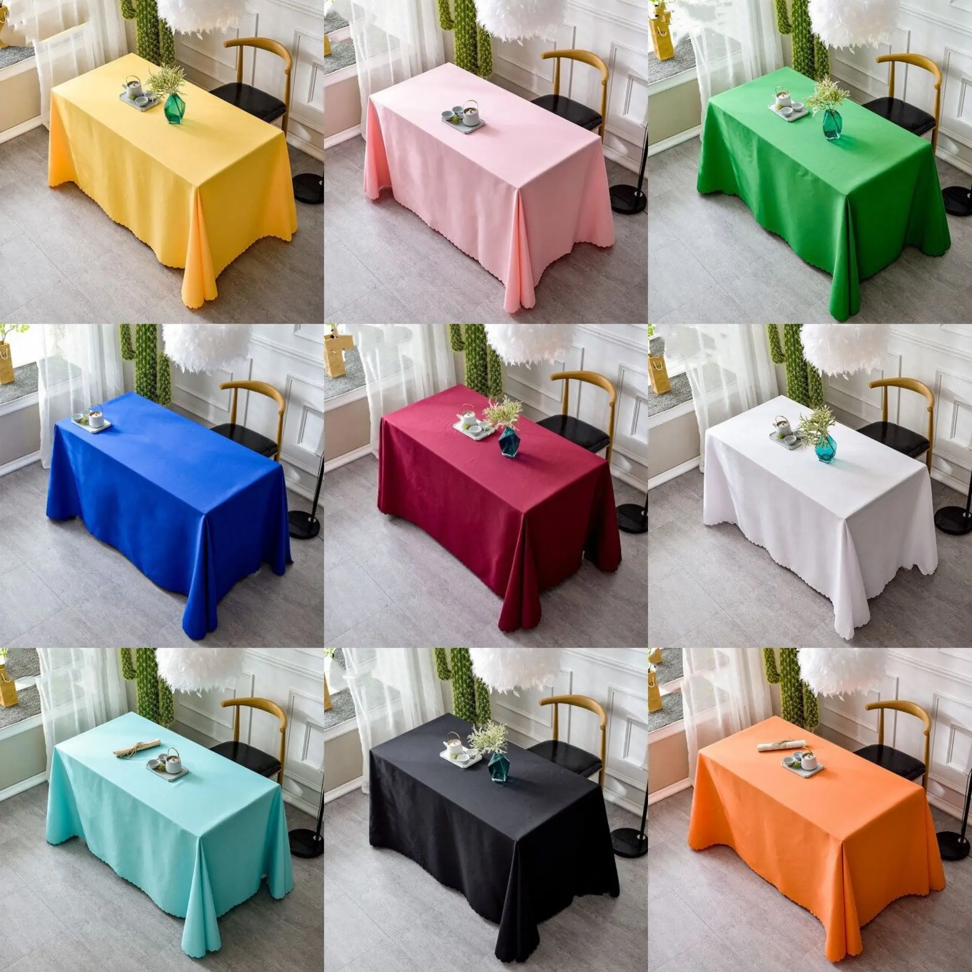 

1Pcs/lot Solid Table Cloth Cover Rectangle&Round Tablecloth Decoration For Wedding Birthday Party Hotel Banquet Home Decor