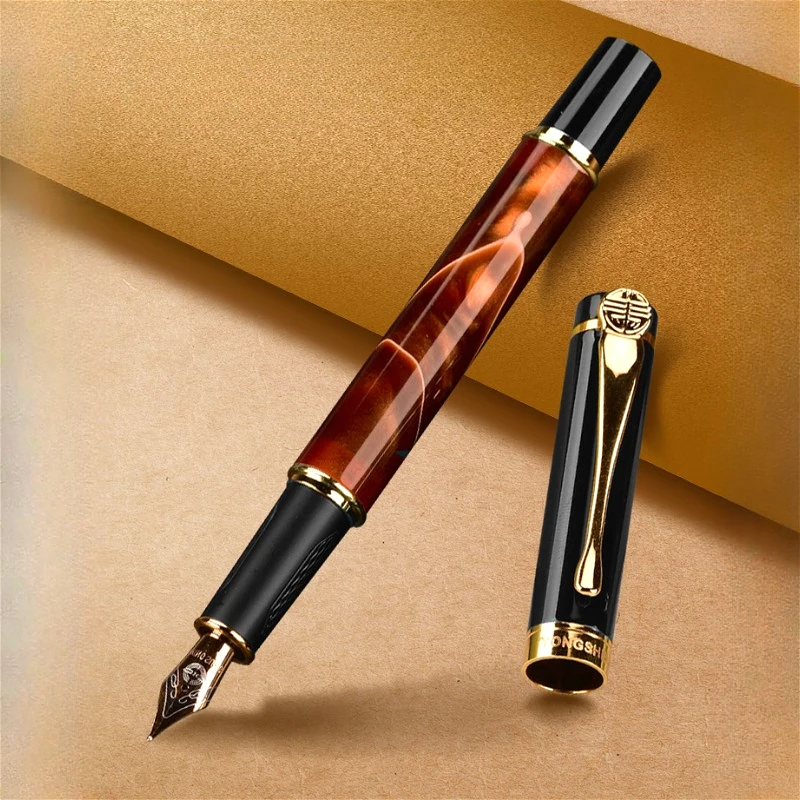 Перьевая ручка Wingsung из полимерной смолы иридиевая Золотая F/изогнутая 0 5/1 мм