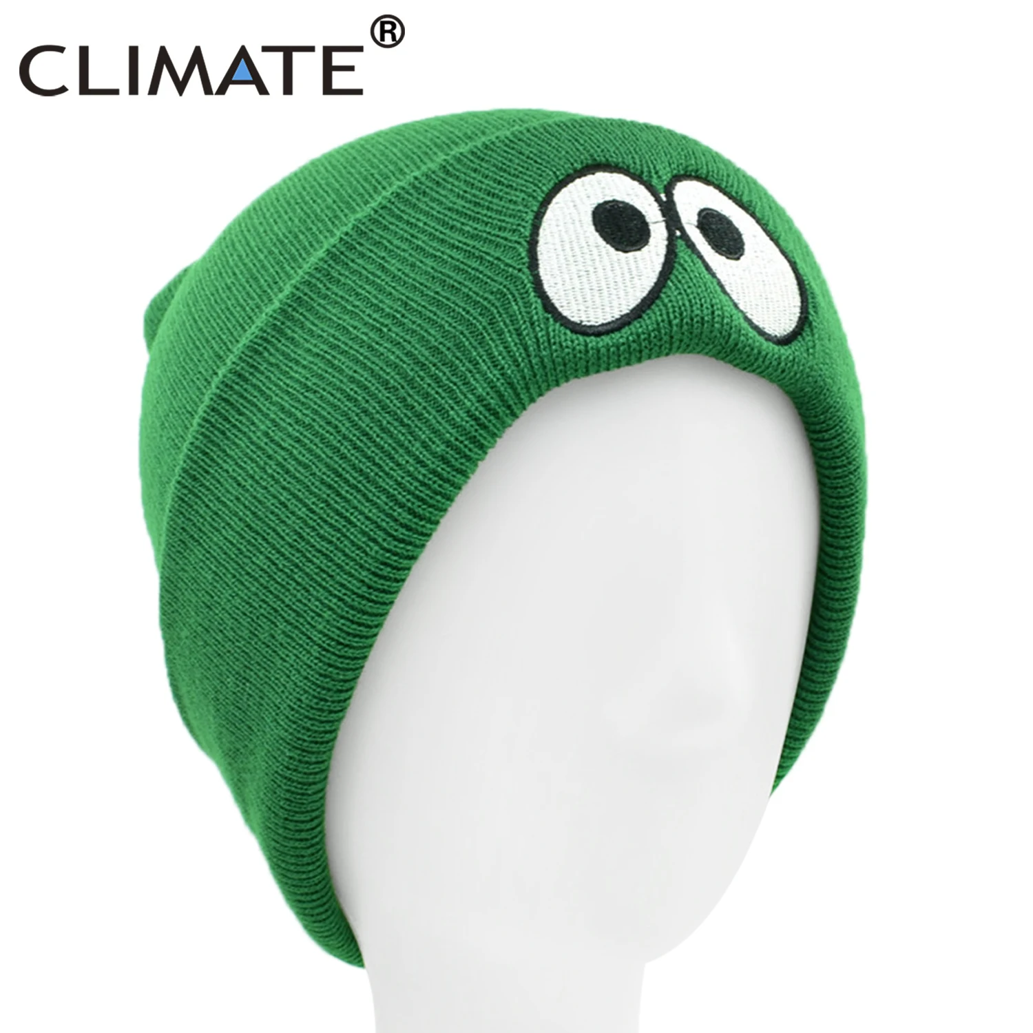 Зеленая зимняя шапка с милыми глазами CLIMATE для мужчин и женщин Серая осенняя