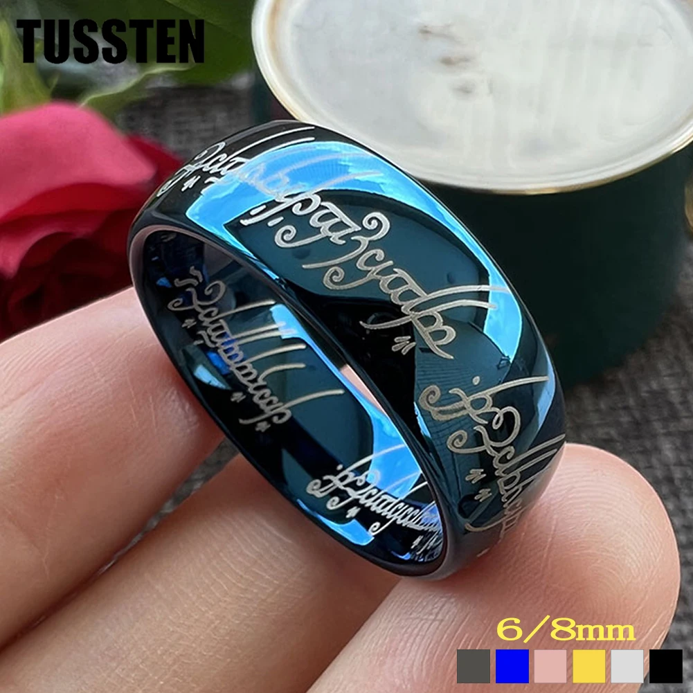 

TUSSTEN 6/8MM Men Women Tungsten Wedding Band Laser Engraving Ring Domed Polished Great Workmanship Comfort Fit Free Shipping