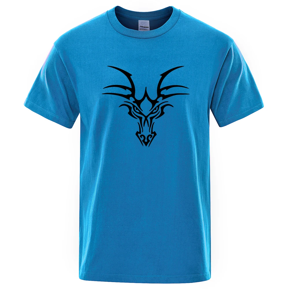 

Tribal Dragon Black Decal Clothes Men Loose Oversize T-Shirts Crewneck Summer Tshirts Fashion 100% Cotton Mens T-Shirt