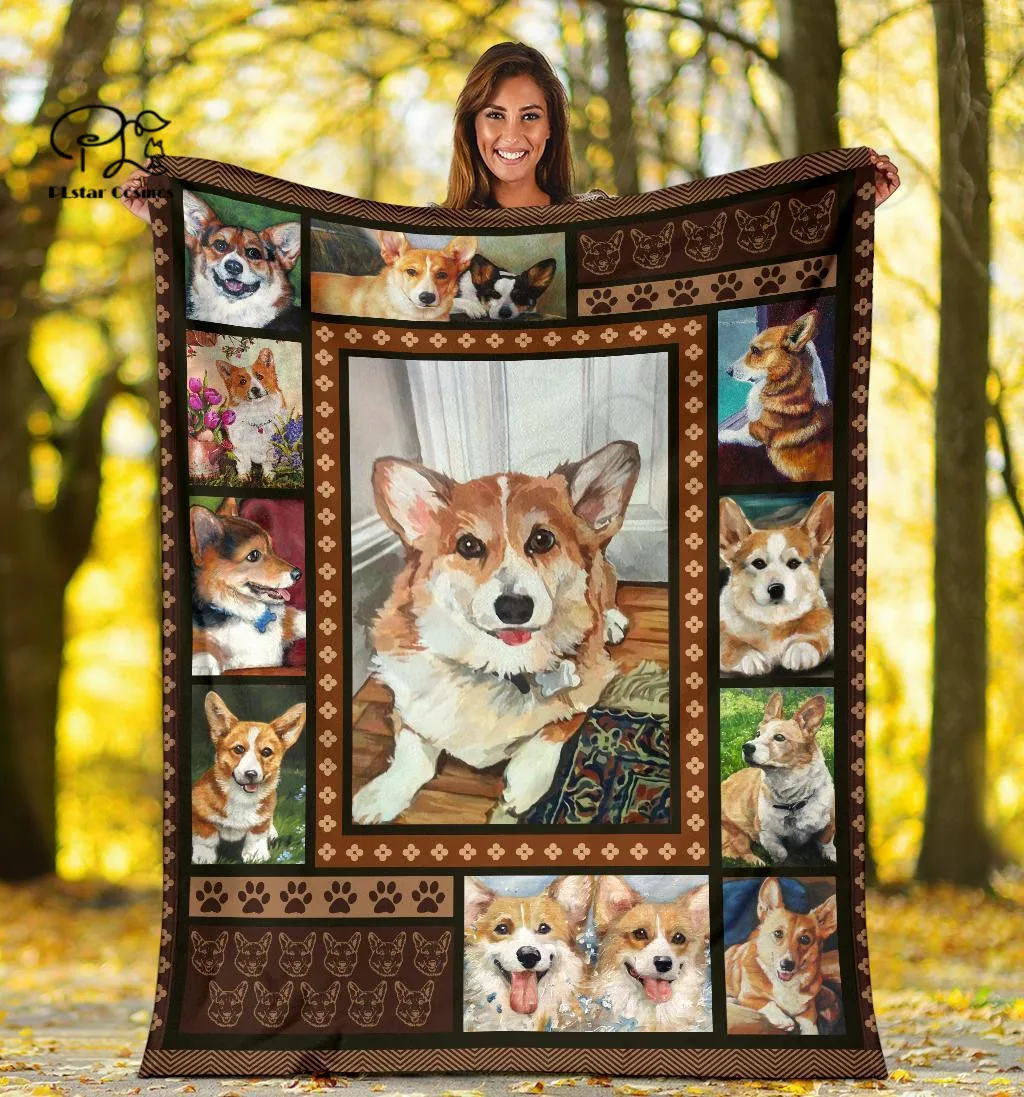 

Plstar Cosmos Corgi Dog Pet Art Fleece Blanket 3D Print Sherpa Blanket For Children Adult On Bed Home Textiles Durable Cozy -1