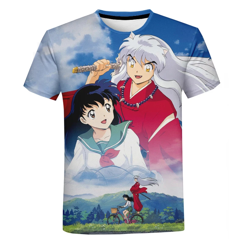 Аниме футболка Inuyasha 3D уличная одежда для детей влюбленных парный Стиль Повседневная модная уличная одежда