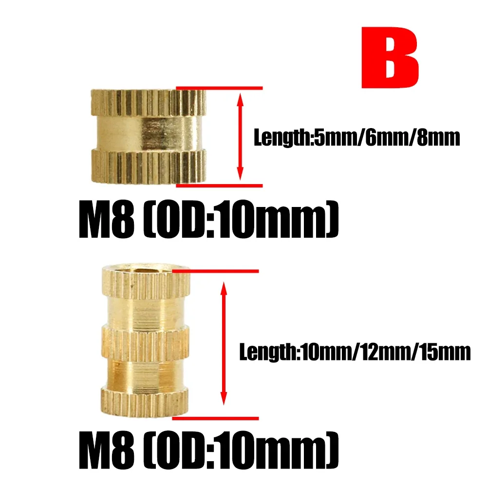 Латунная резьбовая гайка M8 термоплавкая термонакатная вставка вставная для