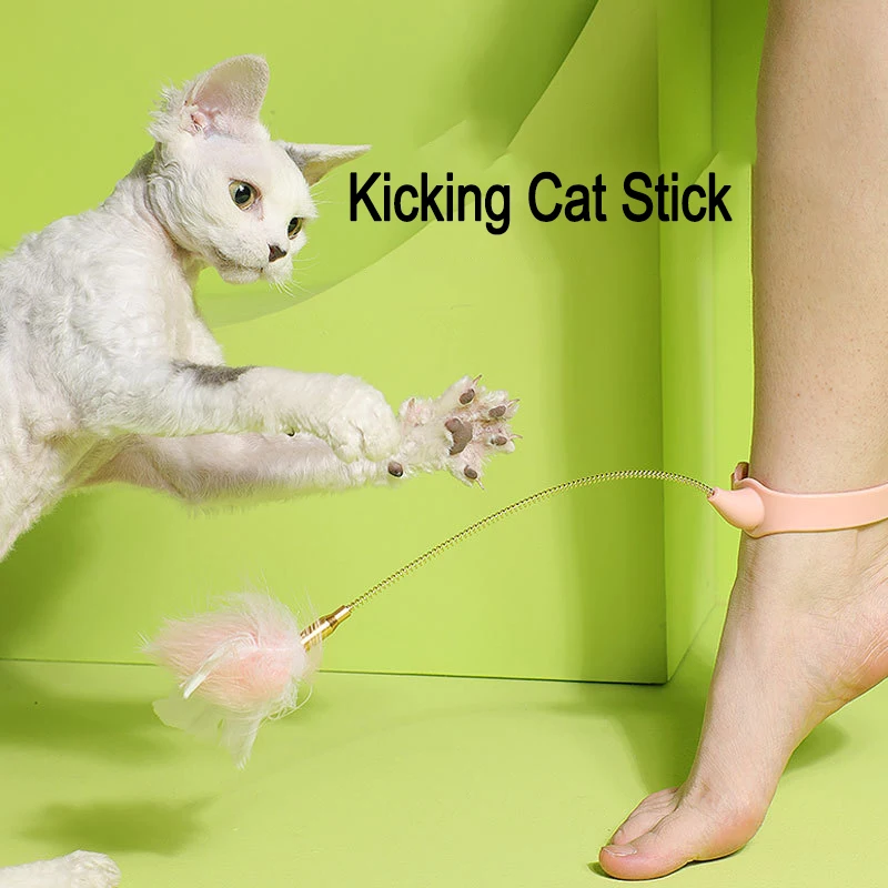 

Cat Toy Feather Teaser Stick Catcher Teasing Sticks Kitten Foot Playing Game Pet Products Supplies Cat Toys Interactive
