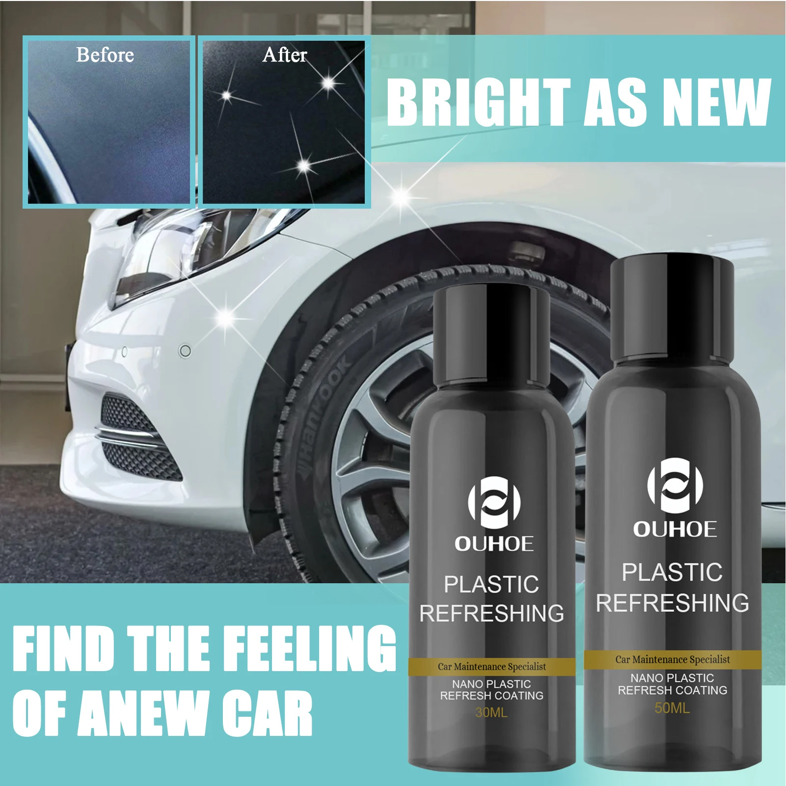 

30ml/50ml Car Leather Refurbishment Agent Car Interior Plastic Parts Restorer Agent Dashboard Refurbish Maintenance With Sponge