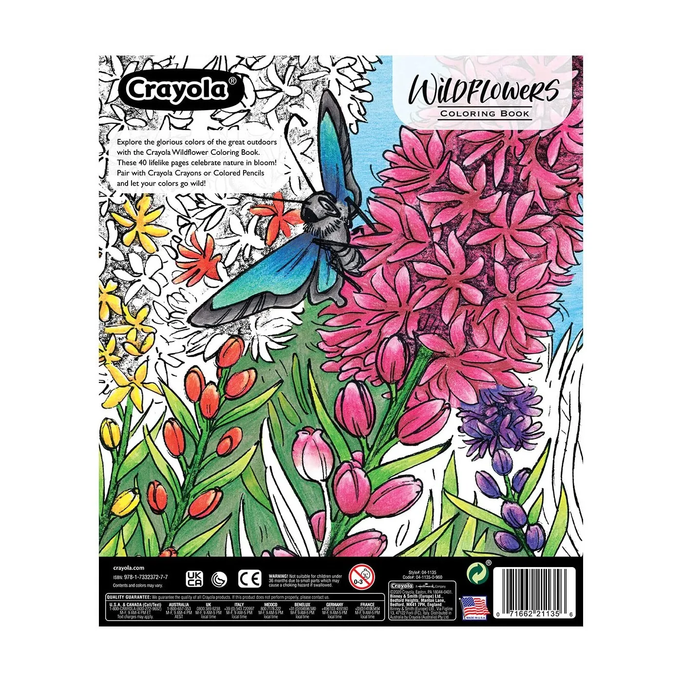 Книжка для раскрашивания Crayola в виде диких цветов 40 премиальных раскрасок