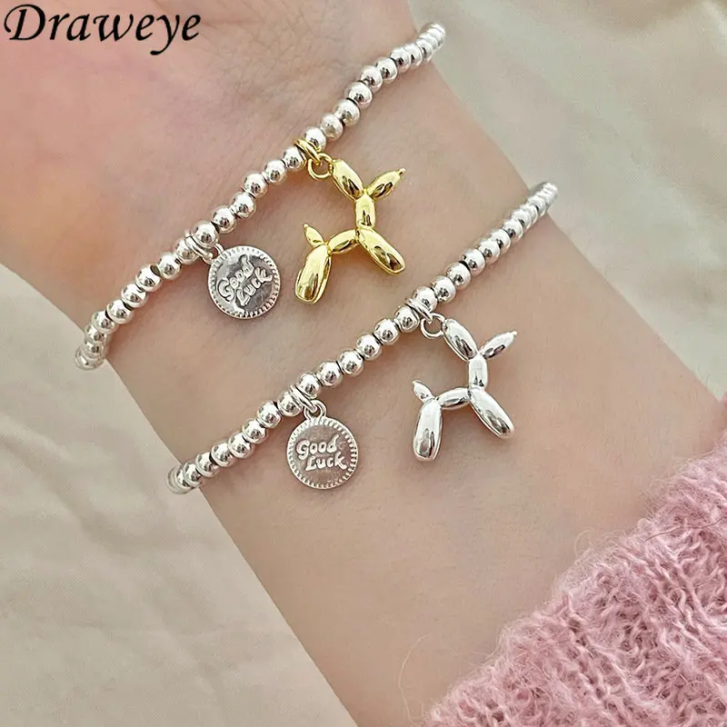 

Draweye Balls Cartoon Bracelets for Women Letters Luxury Fashion Cute Jewelry Sweet Pulsera Hombre Korean Metal Bangles