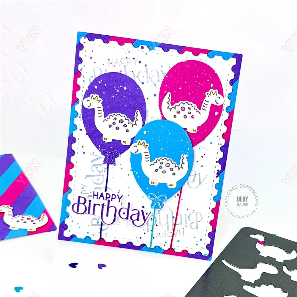 Мини-полоски металлические штампы и с изображением динозавра для скрапбукинга