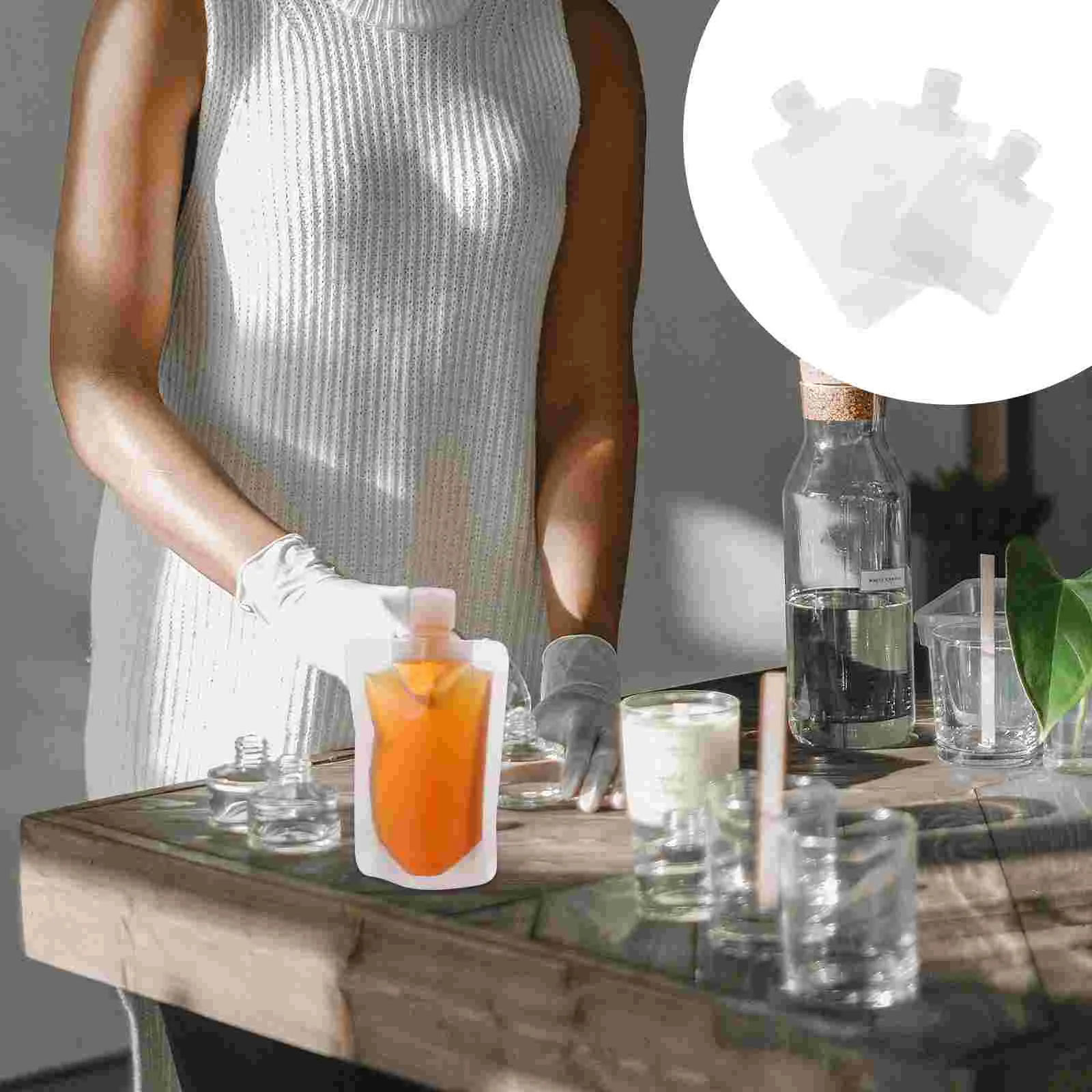 

24Pcs Travel Cosmetics Subpackage Pouch Nozzle Stand-up Lotion Bag White