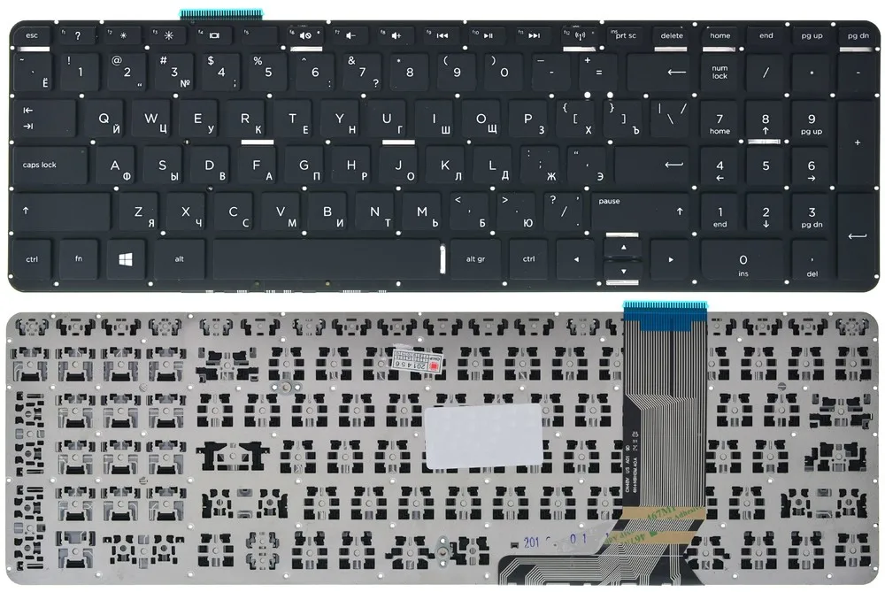 Клавиатура черная без рамки для ноутбука HP ENVY 17-j004sr