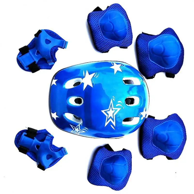 

Wrist Guard Pad Set Plastic Sponge Roller Skate Protective Gear Professional 7-piece Childrens Roller Skating Helmet Durable