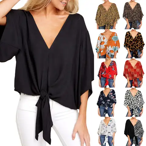 Casual Solid Basic Blouse Women Clothing 2023 Summer Top V-Neck Elegant Shirt Tees Female Classic Pullover Tank Y2K Crop Tops