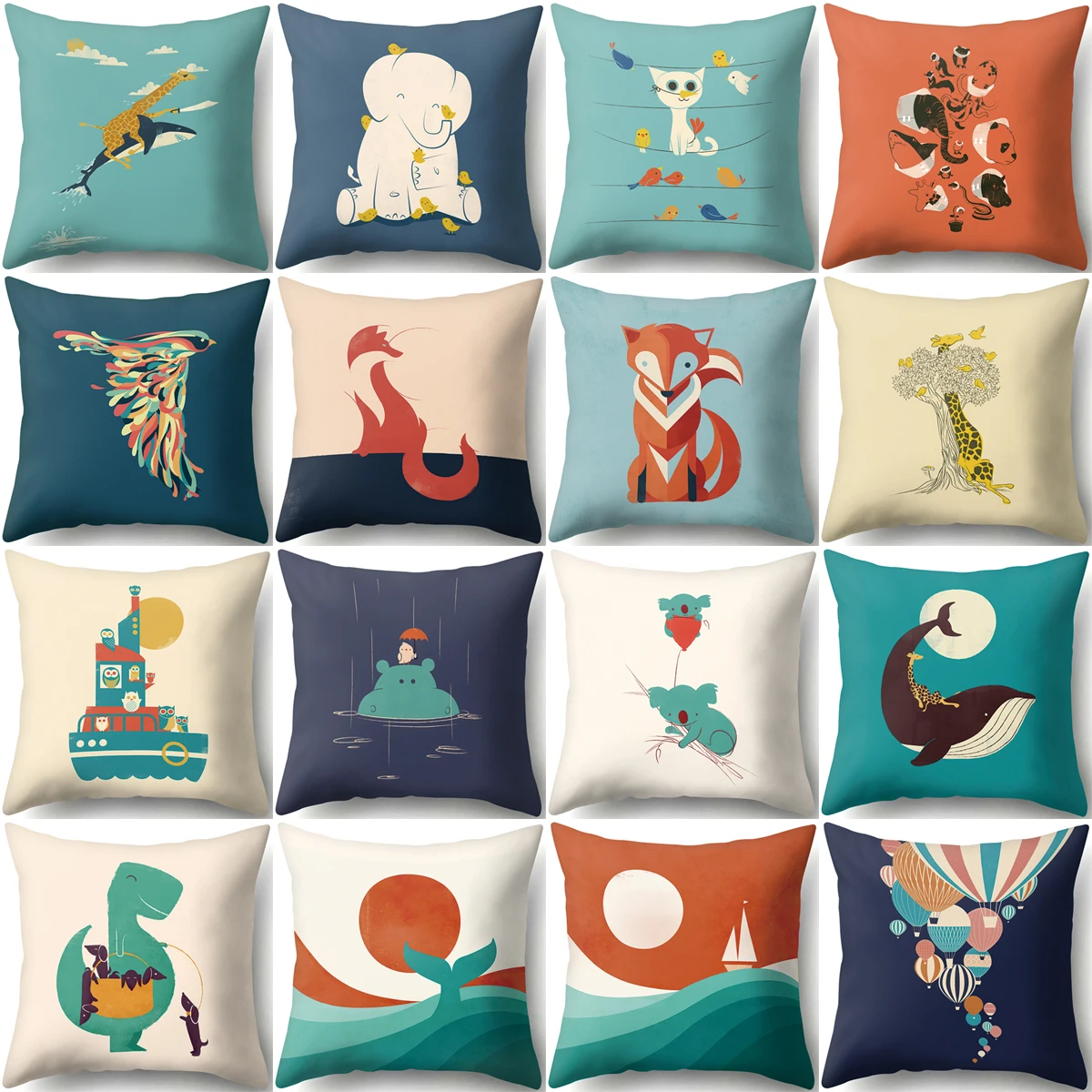 

ZHENHE мультфильм дети простые животные подушки чехол украшение для дома наволочка для спальни диван Декор Наволочка 18x18 дюймов