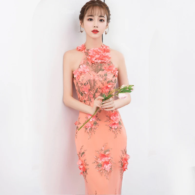 

Eworld Sexy Chinese Stijl Feestavond Lange Cheongsam Vrouwen Slanke Jurk Huwelijk Gown Luxe Bruiloft Qipao Mode Kleding Vestido