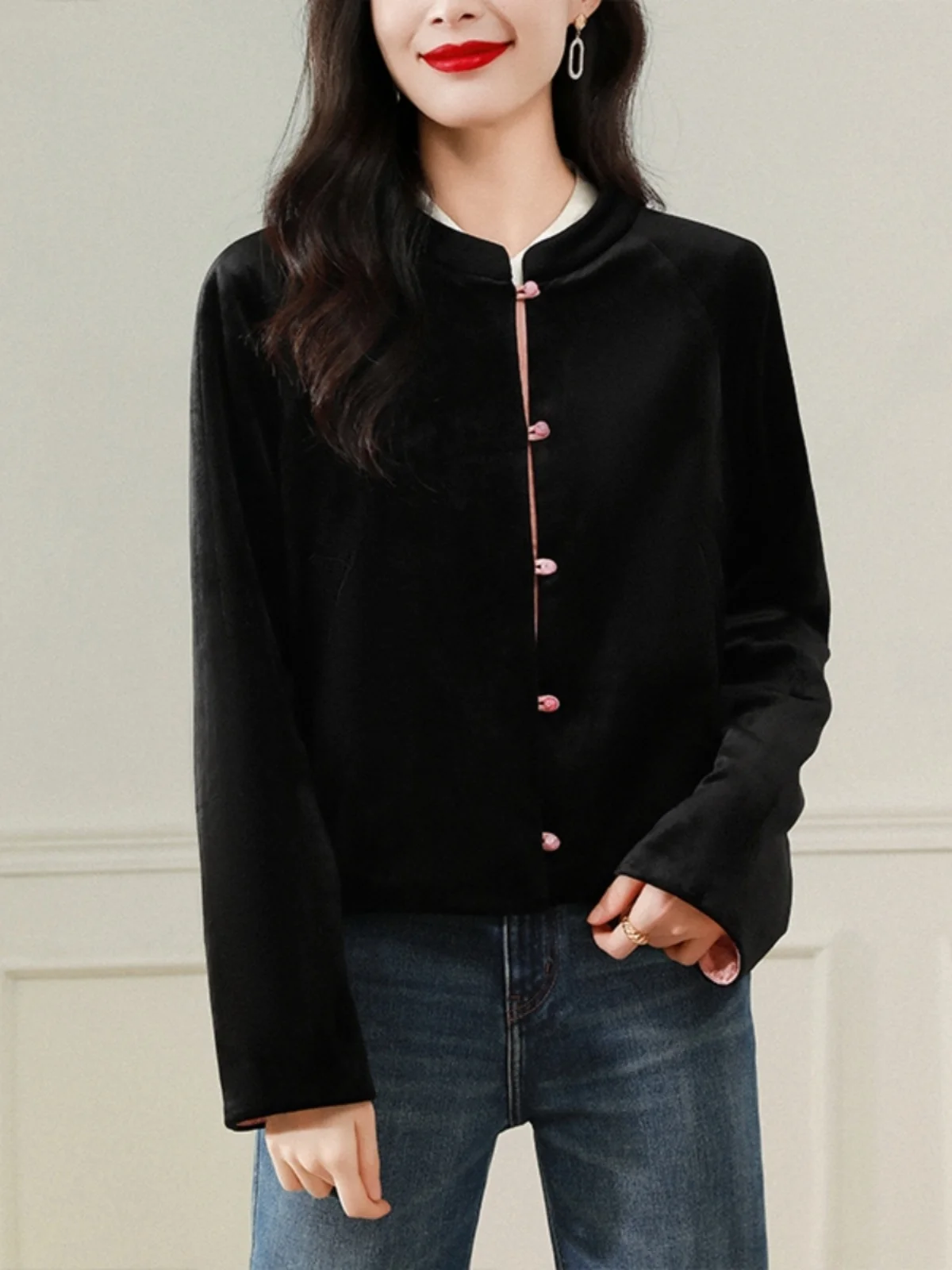 Просто правильно нежно милое! Маленький китайский топ с воротником-стойкой в